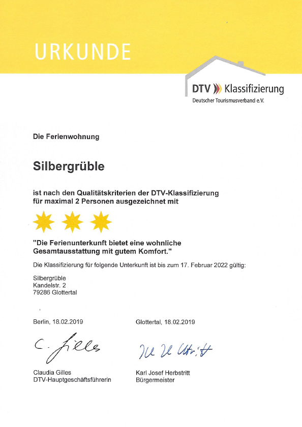 DTV-Klassifizierung - Ferienwohnung Silbergrble
