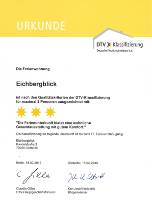 DTV-Klassifizierung - Ferienwohnung Eichbergblick