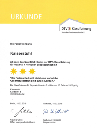 DTV-Klassifizierung - Ferienwohnung Kaiserstuhl