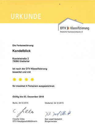 DTV-Klassifizierung - Ferienwohnung Kandelblick