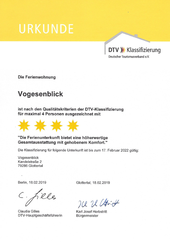 DTV-Klassifizierung - Ferienwohnung Vogesenblick